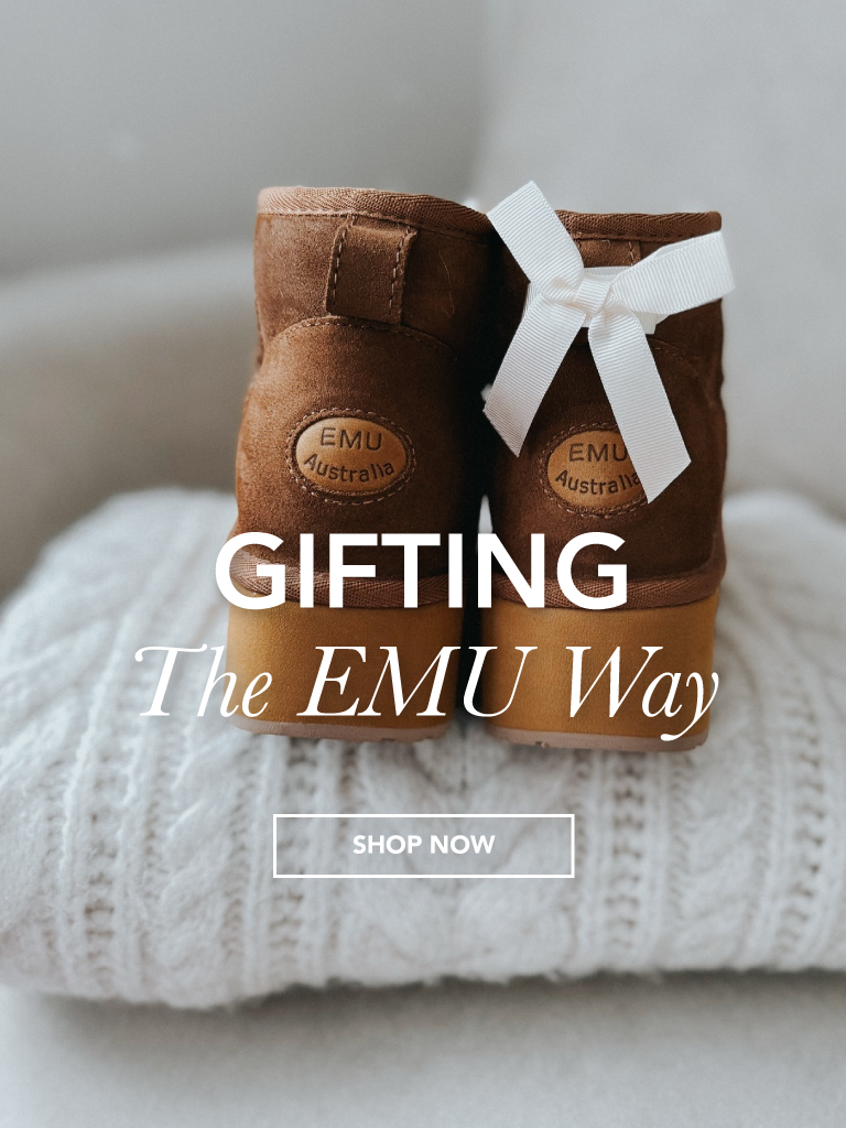 Text reads: Gifting. The EMU Way.